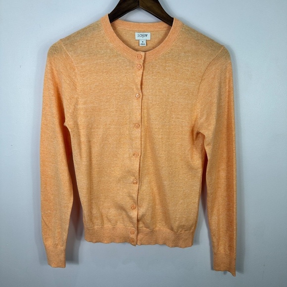 J Crew Cardigan Sweater Women S Soft Knit Peach Light Academia Clean Girl Preppy - Picture 1 of 5